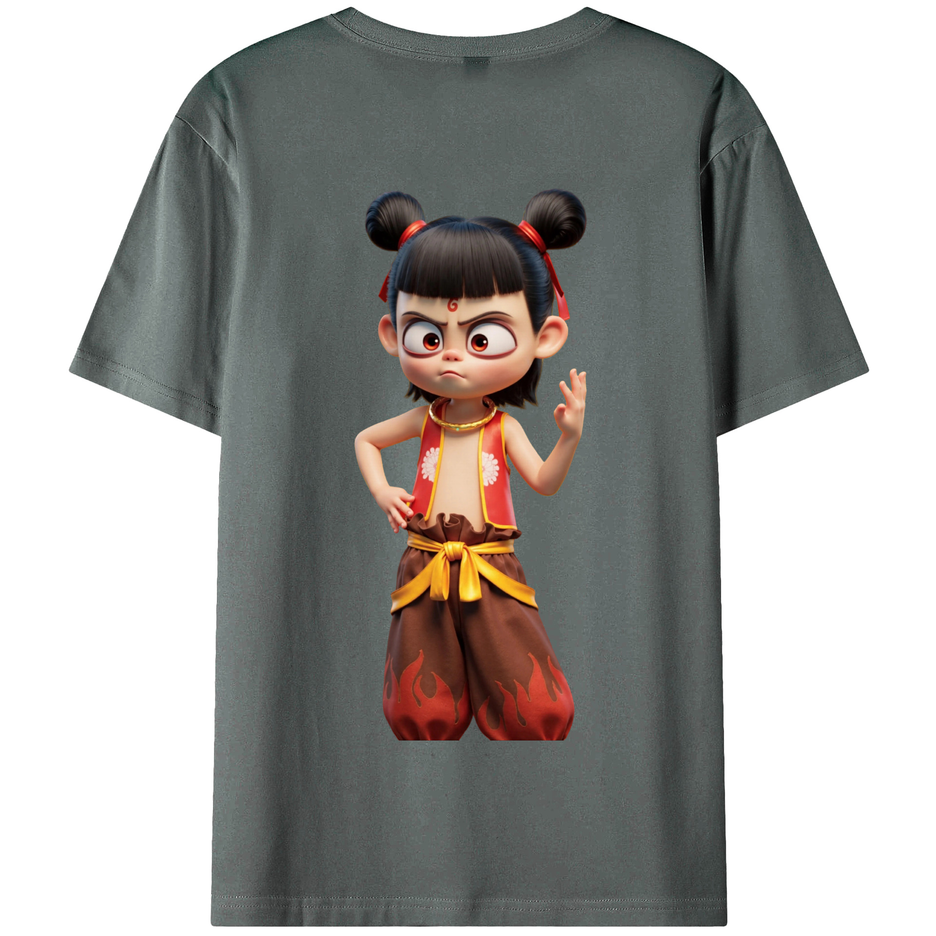（画像用） Ne Zha 2 ナタ 魔童の大暴れ 綿100％半袖Tシャツ（背面プリント）